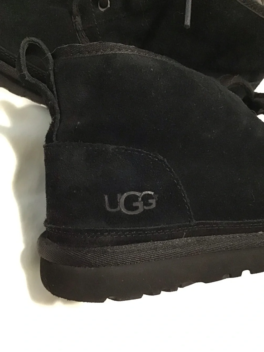 UGG Black Suede Lace-Up Shearling Ankle Shoes Size 11